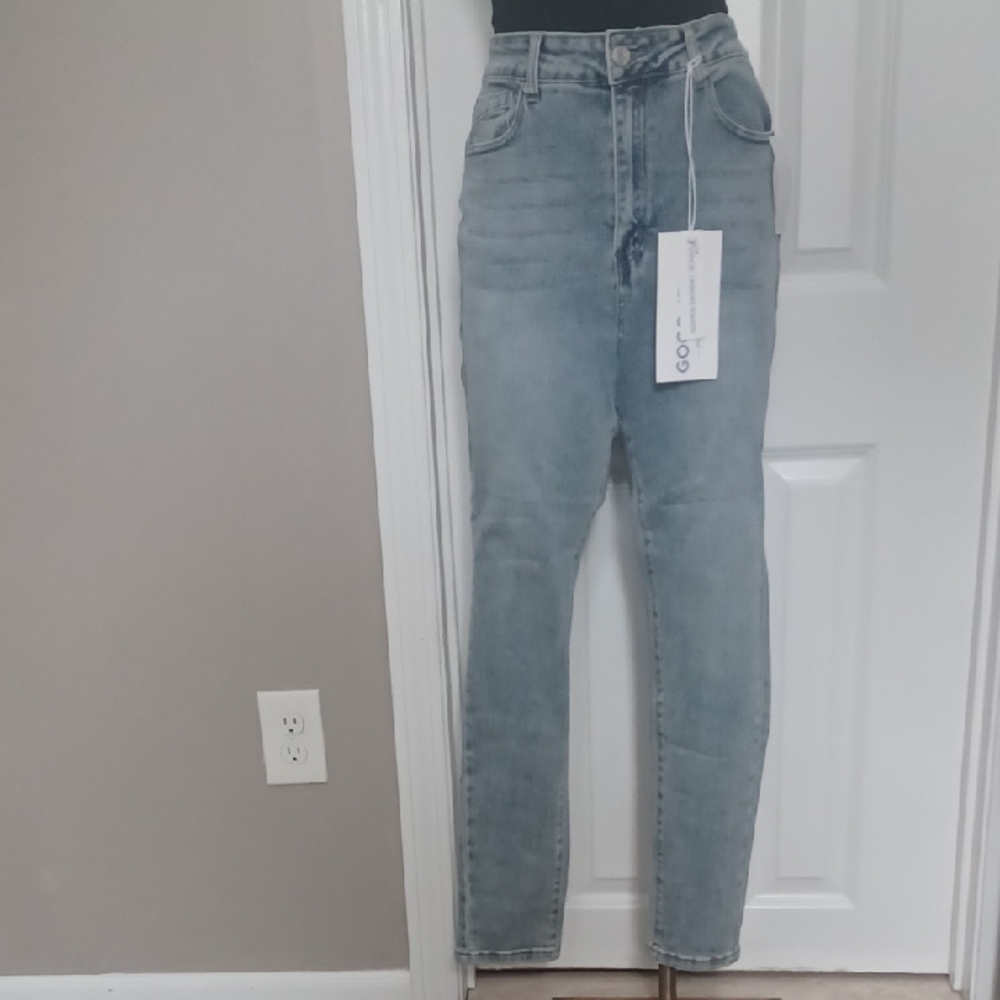 GOGO Women's Light Blue High Rise Jeans